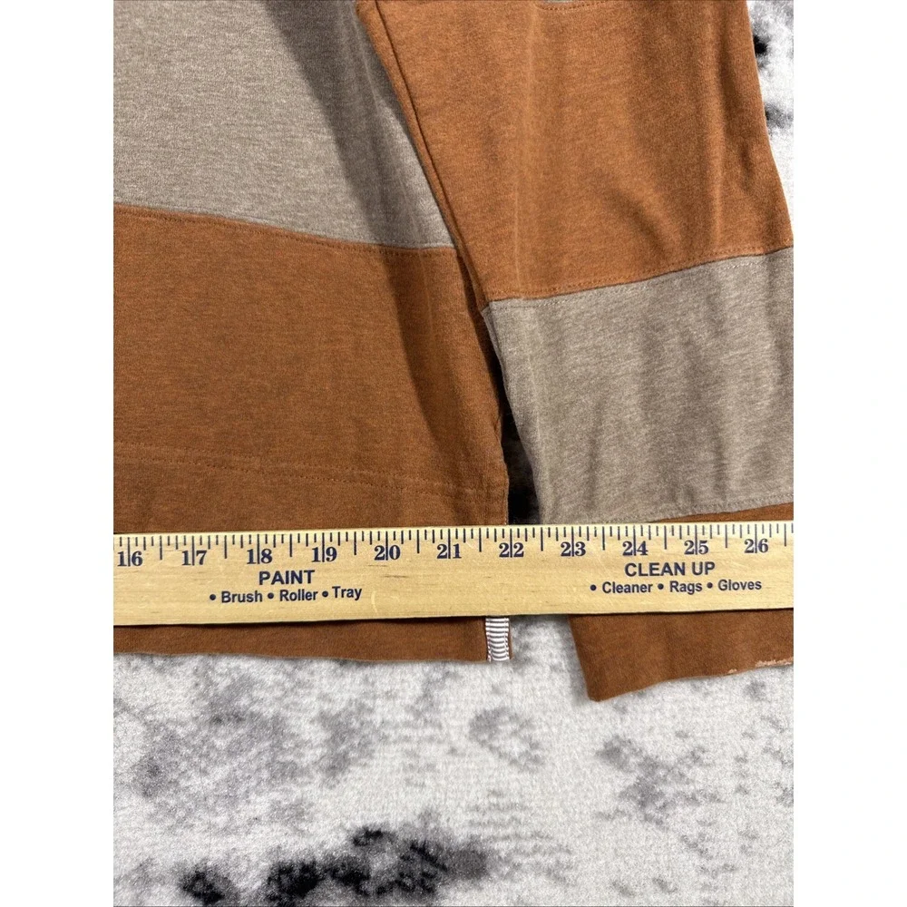 Johnston & Murphy Shirt‎ Mens Size Large Brown Tan Striped Rugby Style Preppy
